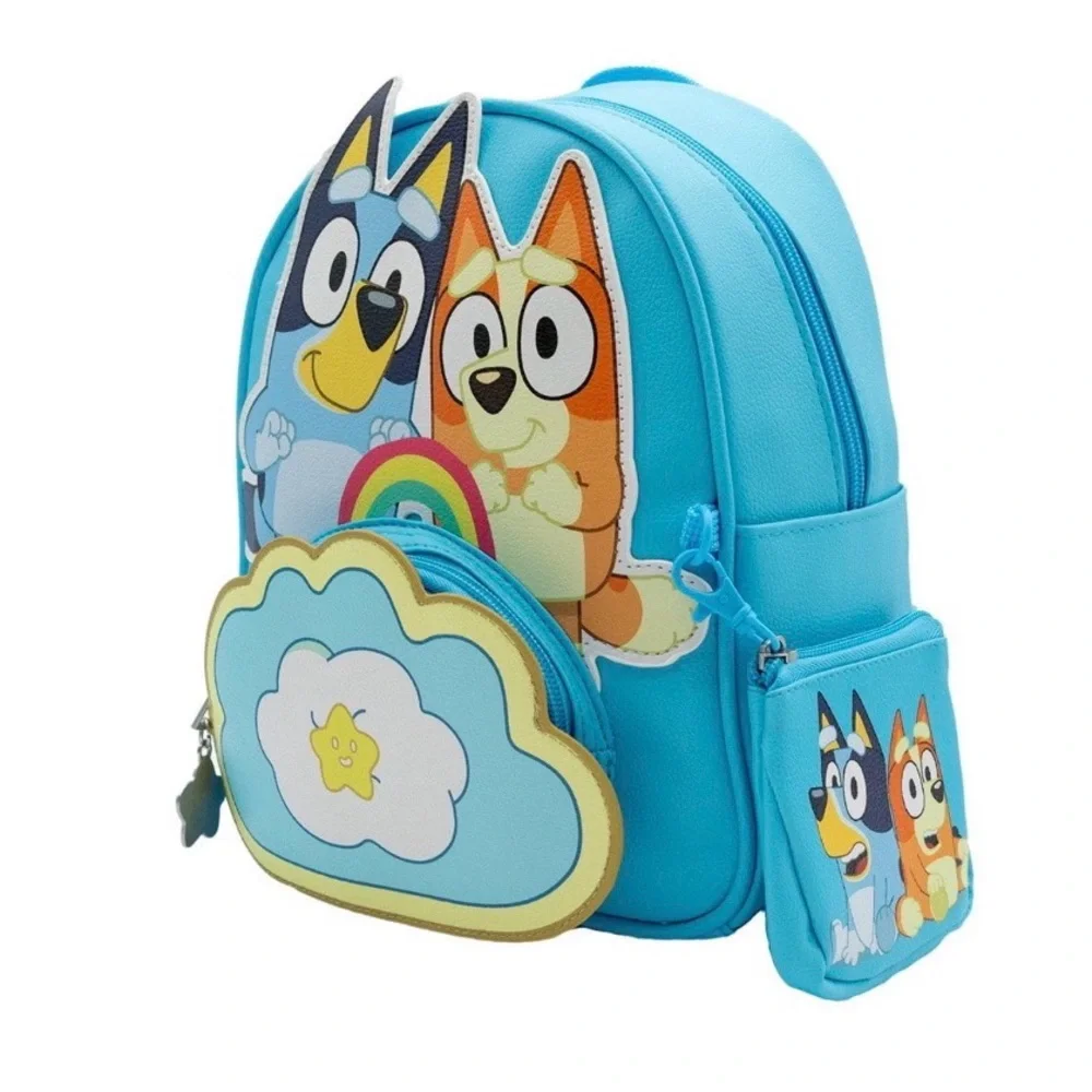 Bluey Backpack with Matching Clip on Pouch. New in Plastic!